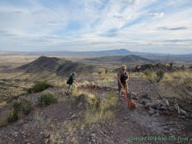 Jerry and Cheetah on the trail down to the border from Montezuma Pass