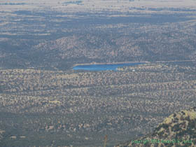 Parker Canyon Lake seen from high in the Huachuca Mountains.  That's our final destination.