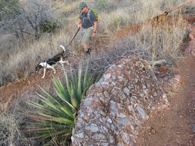 Jerry and Bessie approaching Meadow Valley on AZT Passage 3.