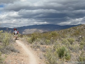 Jerry nearing La Selvilla campground at Colossal Cave while hiking the Arizona Trail, Passage 8