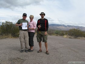 Jerry, Cheetah and I enjoying post hike libations to celebrate our completion of our first segment of the Arizona Trail (Passage 8).