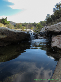 A small waterfall on Chimenea Creek near Grass Shack Campground.