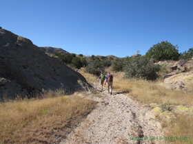 Jerry and Shaun hiking up a wash.