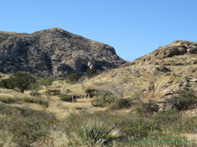 Shaun, Jerry, Raquel and Cheetah hike through the hills of Passage 10.