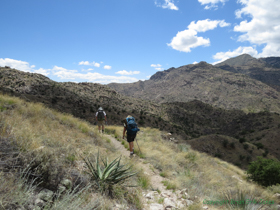 Jerry and Cheetah hiking along.