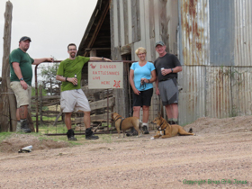 Do we look scared?  Heck no!  We just finished an amazing hike and have drinks in hand!