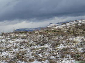 Snow covered landscape on Arizona Trail Passage 14.