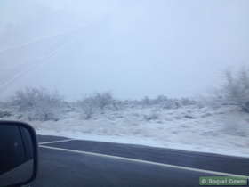An Arizona blizzard!  It was still snowing as we drove to set up the shuttle for AZT Passage 14.