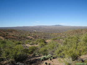 View down to Camp Grant Wash along AZT Passage 14.