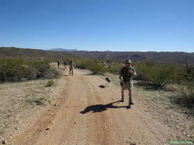 Jerry, Andrea, Raquel and Shaun hiking along AZT Passage 14.