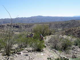 Jerry, Andrea, Raquel and Shaun hiking along AZT Passage 14.