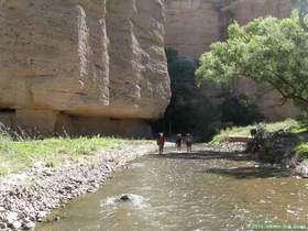 Brad, Mindy and Marisa hiking down Aravaipa Canyon