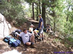 Brad, Shannon, Brian and Janet take a break from the climb.