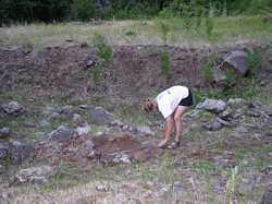 Lori making the fire ring.