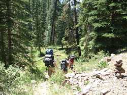 The hike down from the road (the cairn is visible in the lower right corner of the picture.