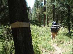 A cairn marks the trailhead from the road, and this sign confirms you're on the right trail.