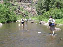 Shan grabbed this picture of us making our way upstream.