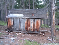 A couple of bunkhouses in the ghost town of Coolidge, Montana.