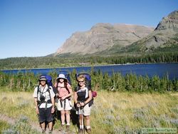 Andrea, Shan and I on the trail by Lower Two Medicine Lake.