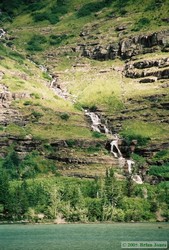 He's really hard to see, but if you look really closely you can see Jerry climbing up the slope, about 2/3rds of the way up to the left of the waterfall.