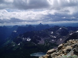 A view from Jerry's climb up Mt. Pinchot.  You can see Buffalo Woman Lake at the bottom center.