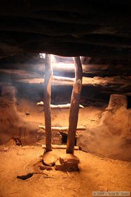 Inside the restored kiva at Perfect Kiva Ruin in Bullet Canyon.