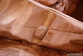 A large grinding stone at Perfect Kiva Ruin in Bullet Canyon.