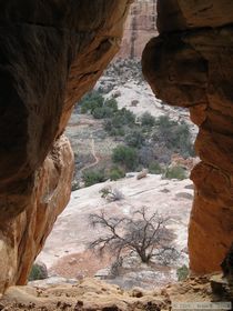 View from the drop off at the end of a small slot 