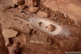 A grinding stone at Junction Ruin in Grand Gulch.