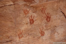 Pictographs at Junction Ruin in Grand Gulch.