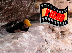 Video of Steve crawling across a ledge on the upper level of Jailhouse Ruin.