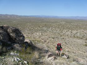 Jerry starting the steep climb up into the Harcuvar Mountains.
