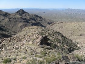 Navigating down an extremely rocky slope.