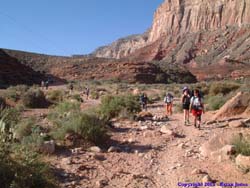 The group heading down the trail