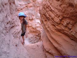 Shannon climbs up the highly eroded path from Beaver Falls