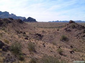 The west flank of the Kofa Mountains, looking back south.