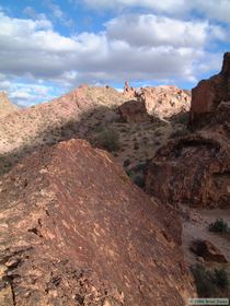 Warm light on a weathered rock face.