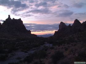 Sun setting in Kofa Queen Canyon.