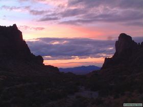 Sun setting in Kofa Queen Canyon.