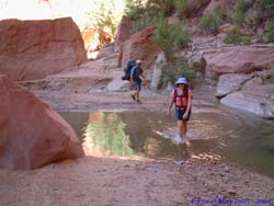 The large jumble of rocks at left had us searching for a way around them without having to take a swim.