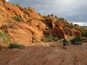 Chuck hiking down Wire Pass.