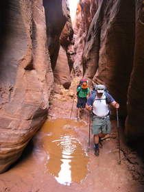 Chuck and Steve hiking in Buckskin Gulch.