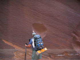 Chuck checking out an erosional feature in Buckskin Gulch.