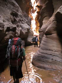 Steve and Chuck hiking in Buckskin Gulch.