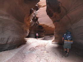 Steve and Chuck hiking in Buckskin Gulch.