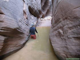 Brian scouting the first deep pool.