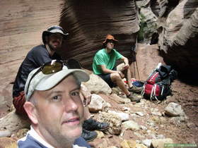 Chuck, Brian and Steve taking a break in Buckskin Gulch.