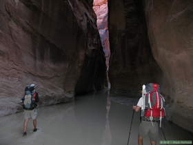 Brian and Steve hiking up Paria Canyon on the way to White House Trailhead.