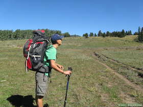 Steve on the trail to Pecos Baldy Lake.