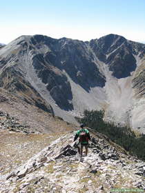 Steve descending to the saddle between North Truchas Peak and the other peaks.